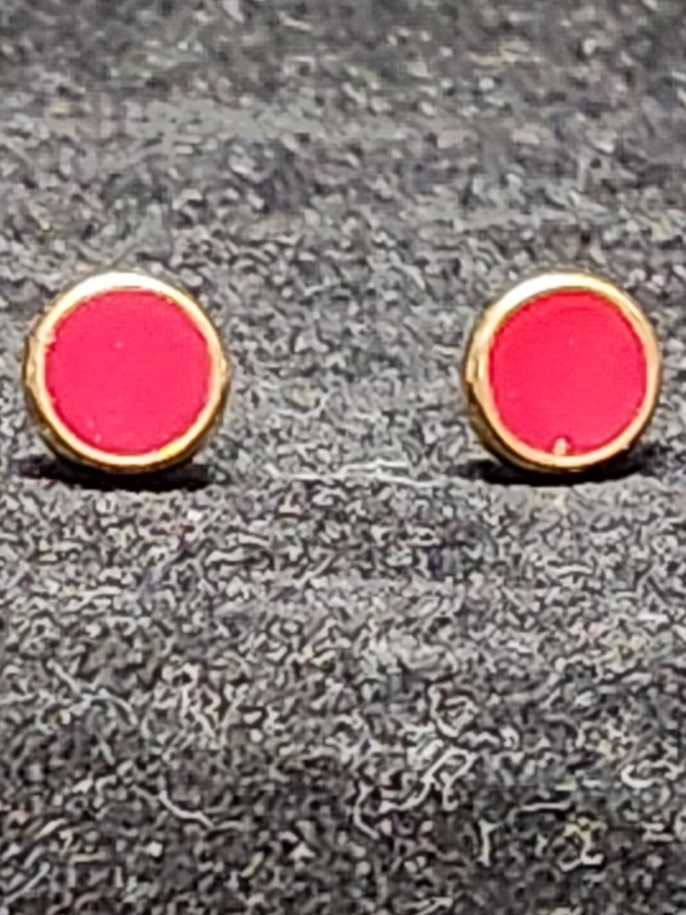 Pink Enamel Gold Tone Round Stud Earrings Minimalist